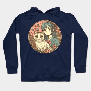 Japanese cat Retro anime neko Hoodie